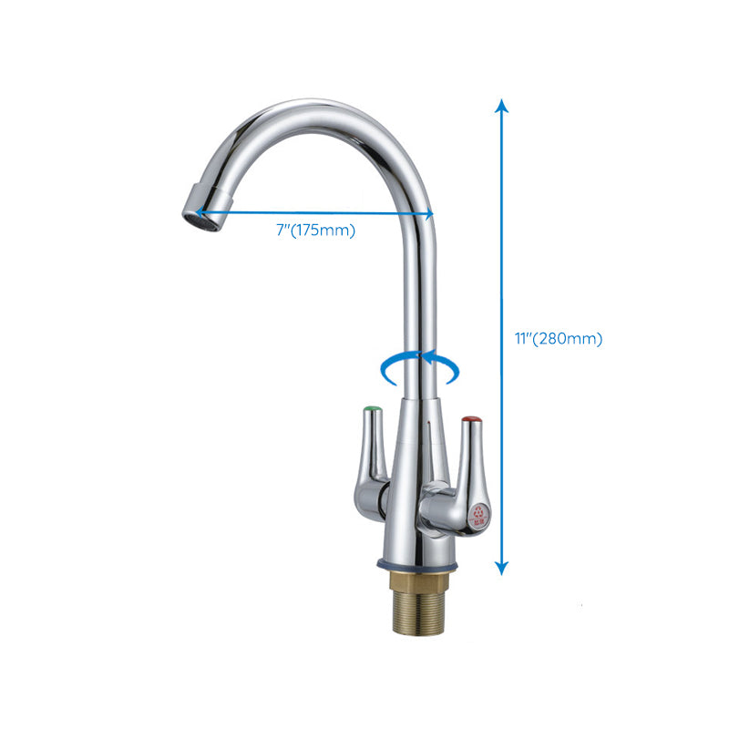 Modern Kitchen Faucet Brass High Arch with Handles and Supply Lines Bridge Faucet