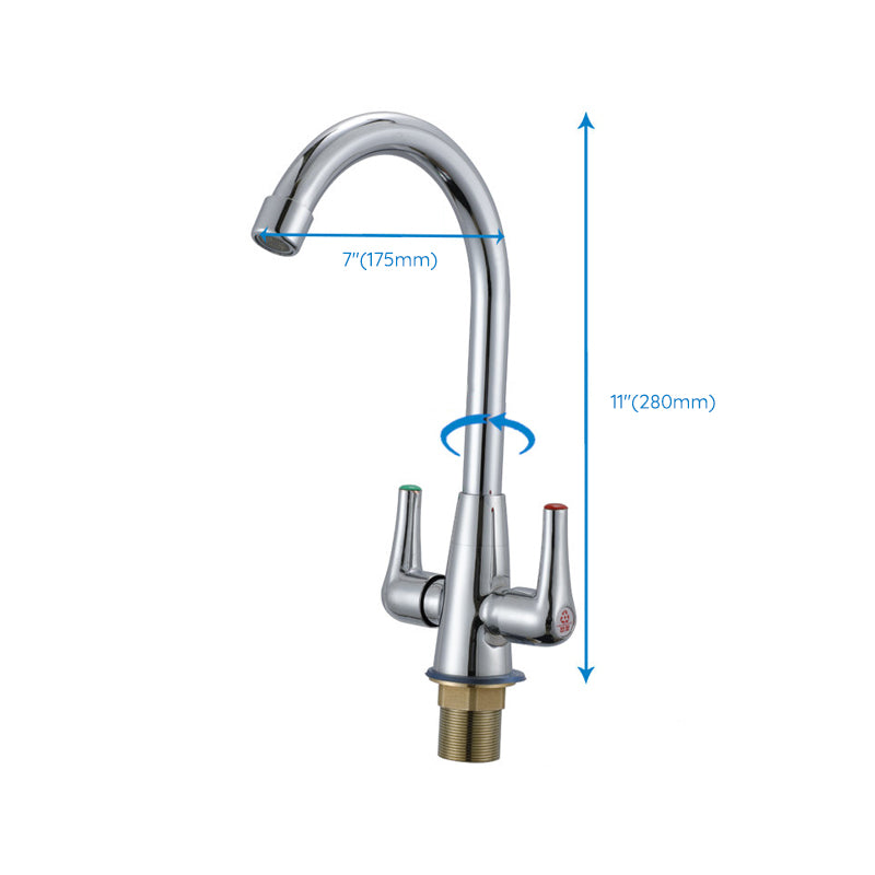 Modern Kitchen Faucet Brass High Arch with Handles and Supply Lines Bridge Faucet