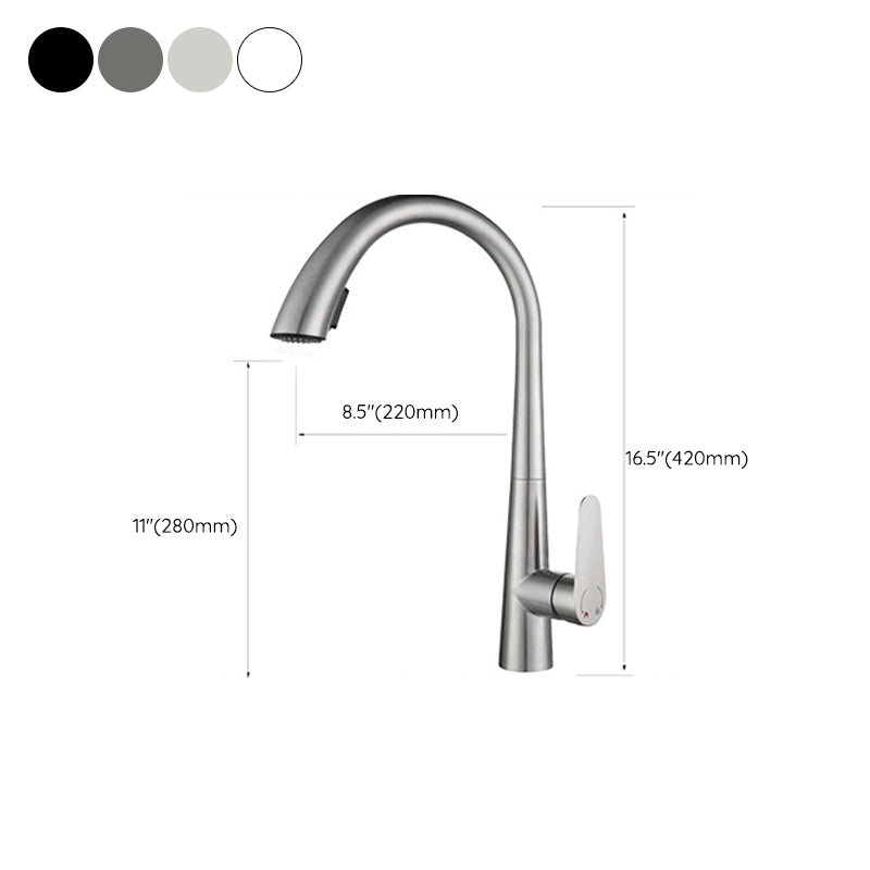 Modern Style Kitchen Faucet 304 Stainless Steel Single Handle Gooseneck Kitchen Faucet