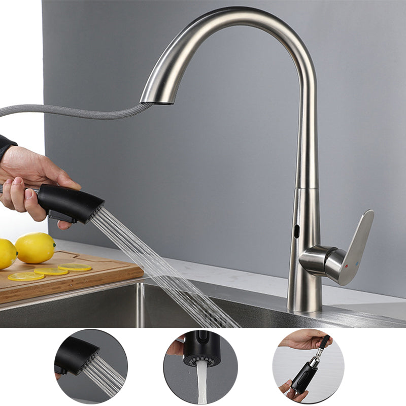 Modern Style Kitchen Faucet Stainless Steel Single Handle Gooseneck Kitchen Faucet