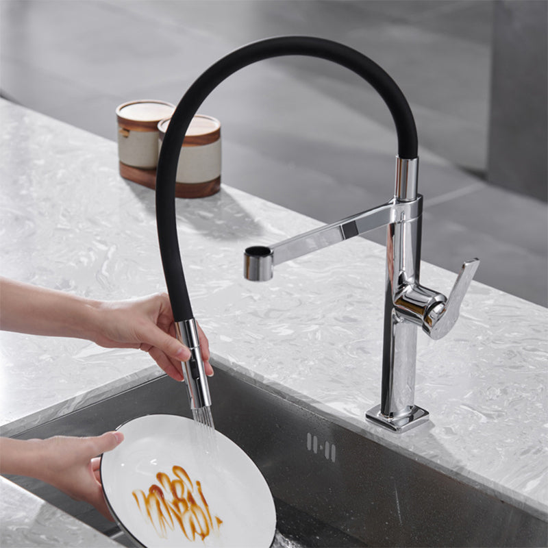 Modern Kitchen Sink Faucet Stainless Steel Single Handle High Arc Kitchen Faucet