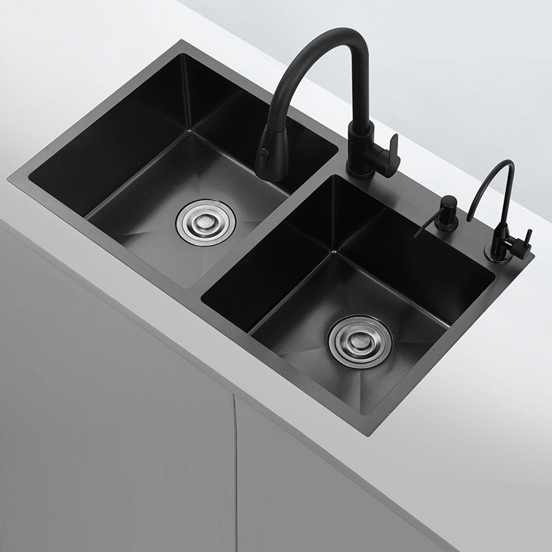 Contemporary Kitchen Sink Stainless Steel 3 Holes Drop-In Kitchen Sink