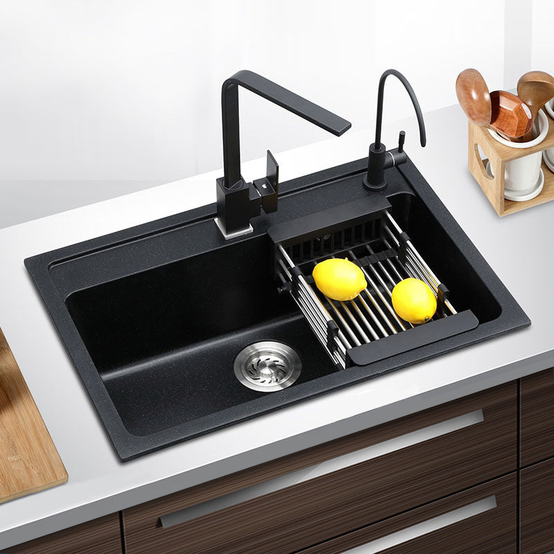 Contemporary Kitchen Sink Retangle Stainless Steel 3 Holes Drop-In Kitchen Sink