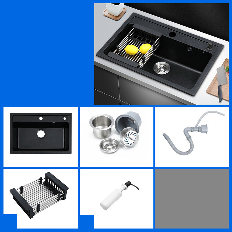 Contemporary Kitchen Sink Retangle Stainless Steel 3 Holes Drop-In Kitchen Sink