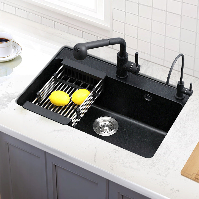 Contemporary Kitchen Sink Retangle Stainless Steel 3 Holes Drop-In Kitchen Sink