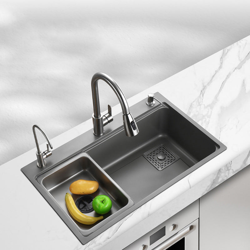 Modern Kitchen Sink Stainless Steel with Accessories and Faucet Top-Mount Workstation Sink