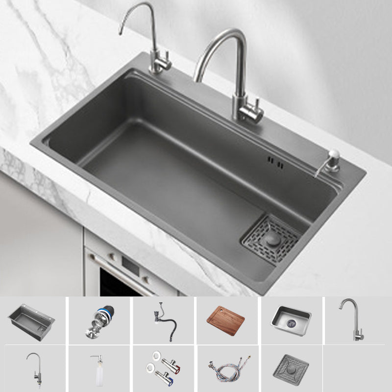 Modern Kitchen Sink Stainless Steel with Accessories and Faucet Top-Mount Workstation Sink