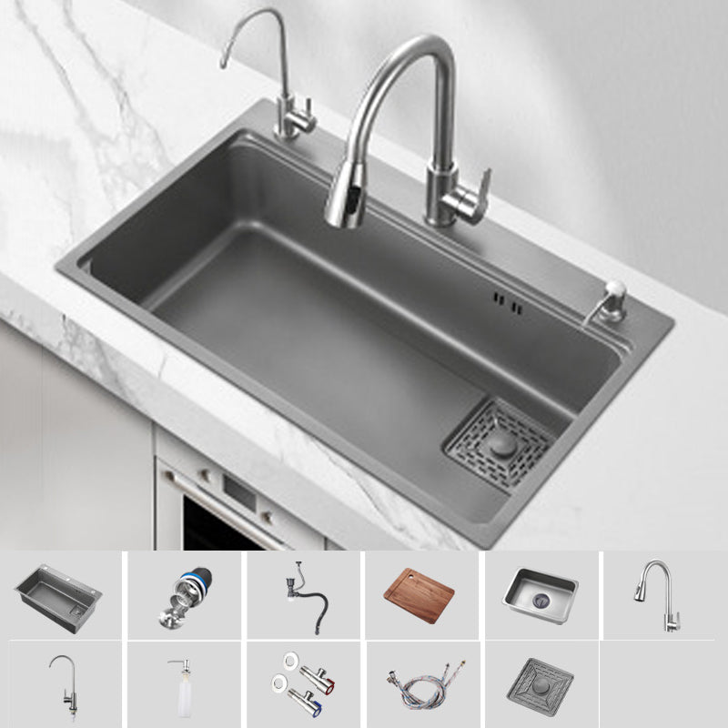 Modern Kitchen Sink Stainless Steel with Accessories and Faucet Top-Mount Workstation Sink