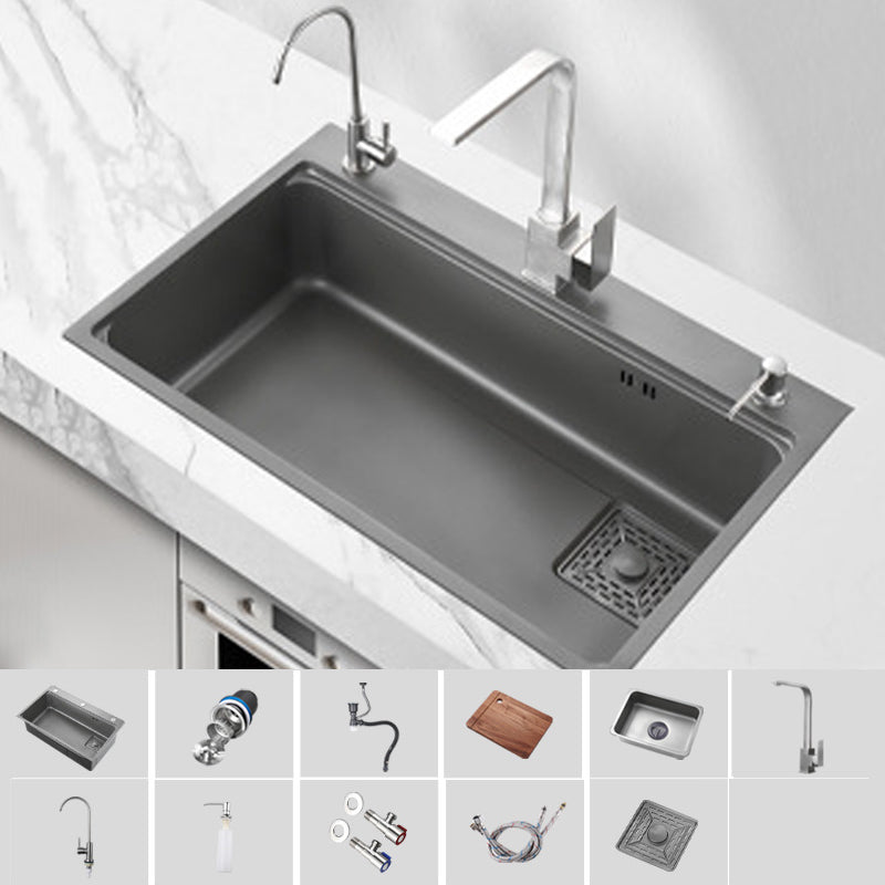 Modern Kitchen Sink Stainless Steel with Accessories and Faucet Top-Mount Workstation Sink