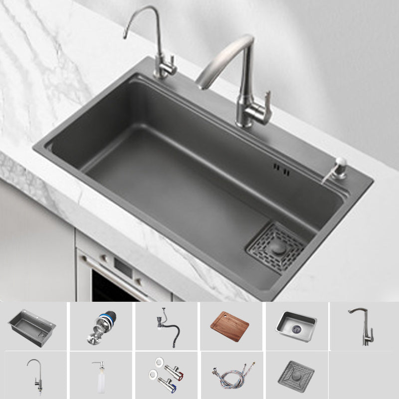 Modern Kitchen Sink Stainless Steel with Accessories and Faucet Top-Mount Workstation Sink