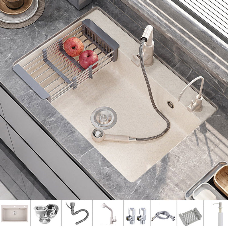 Modern Kitchen Sink Quartz Drop-In with Accessories and Faucet Kitchen Bar Sink