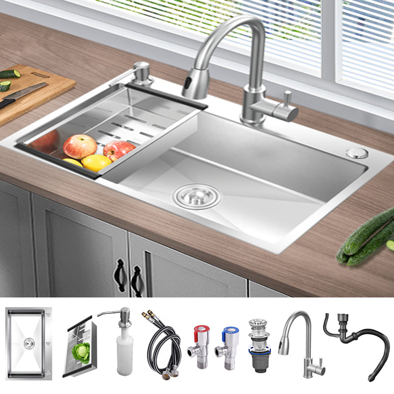 Contemporary Kitchen Sink Stainless Steel Kitchen Sink with Drain Strainer Kit