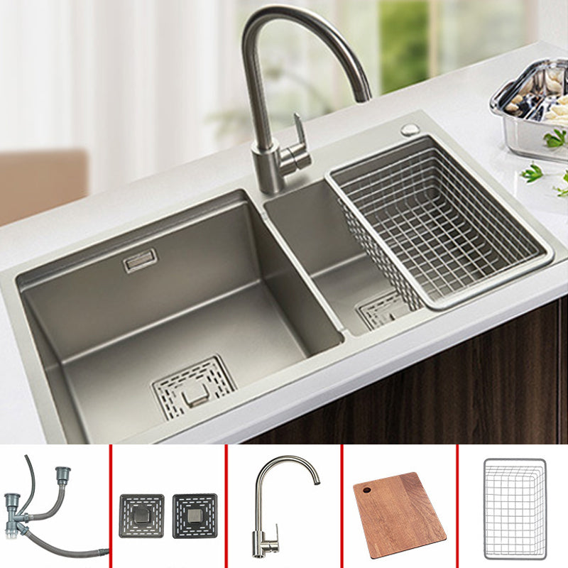 Modern Workstation Sink Stainless Steel Cutting-Board and Faucet Kitchen Sink