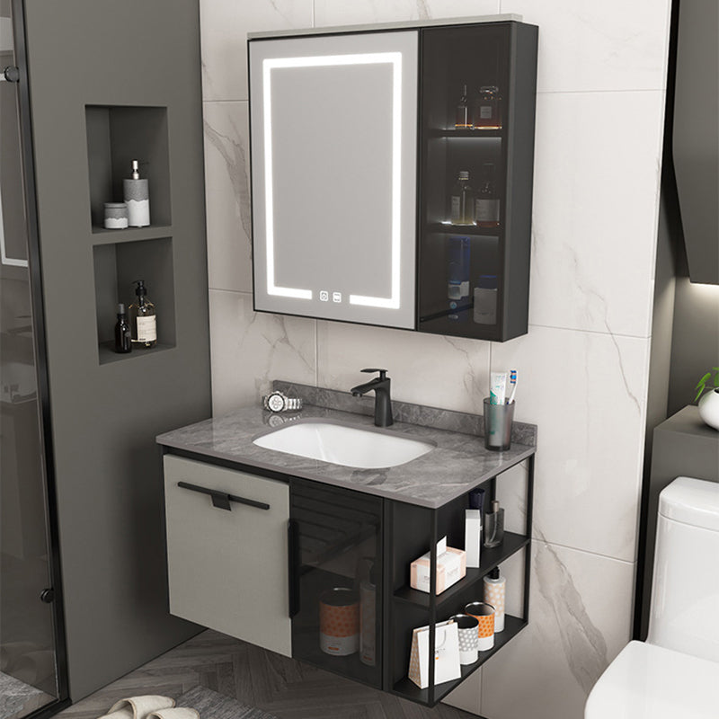 Contemporary Square Sink Cabinet Mirror Cabinet Bathroom Wall Mount Vanity Cabinet