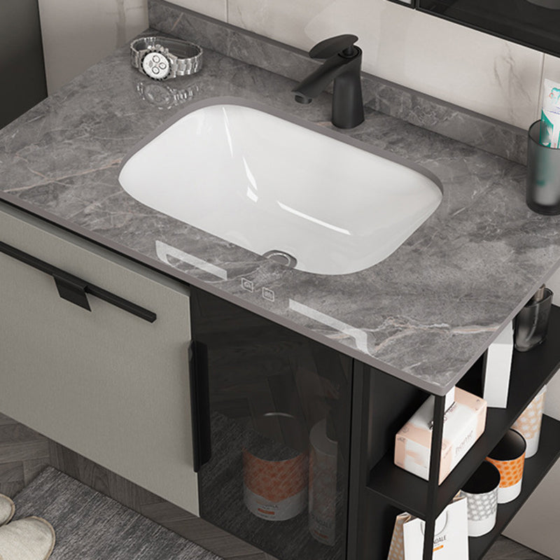 Contemporary Square Sink Cabinet Mirror Cabinet Bathroom Wall Mount Vanity Cabinet