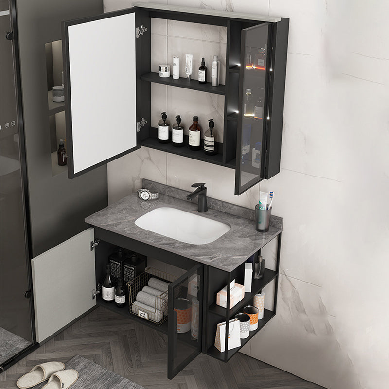 Contemporary Square Sink Cabinet Mirror Cabinet Bathroom Wall Mount Vanity Cabinet