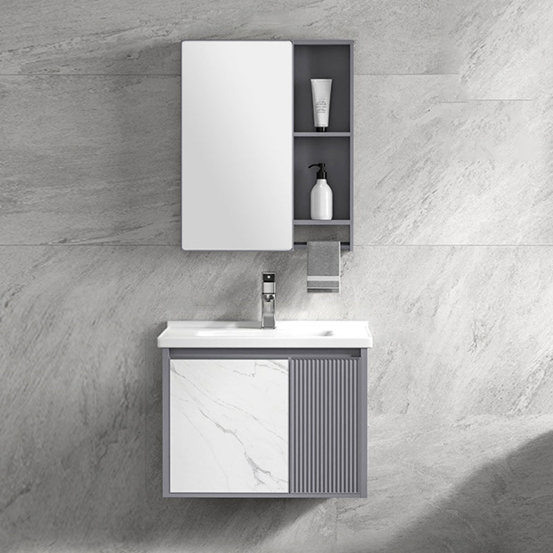 Modern Wall Mount Sink Vanity Metal Bathroom Vanity Cabinet with Mirror Cabinet