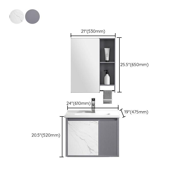 Modern Wall Mount Sink Vanity Metal Bathroom Vanity Cabinet with Mirror Cabinet