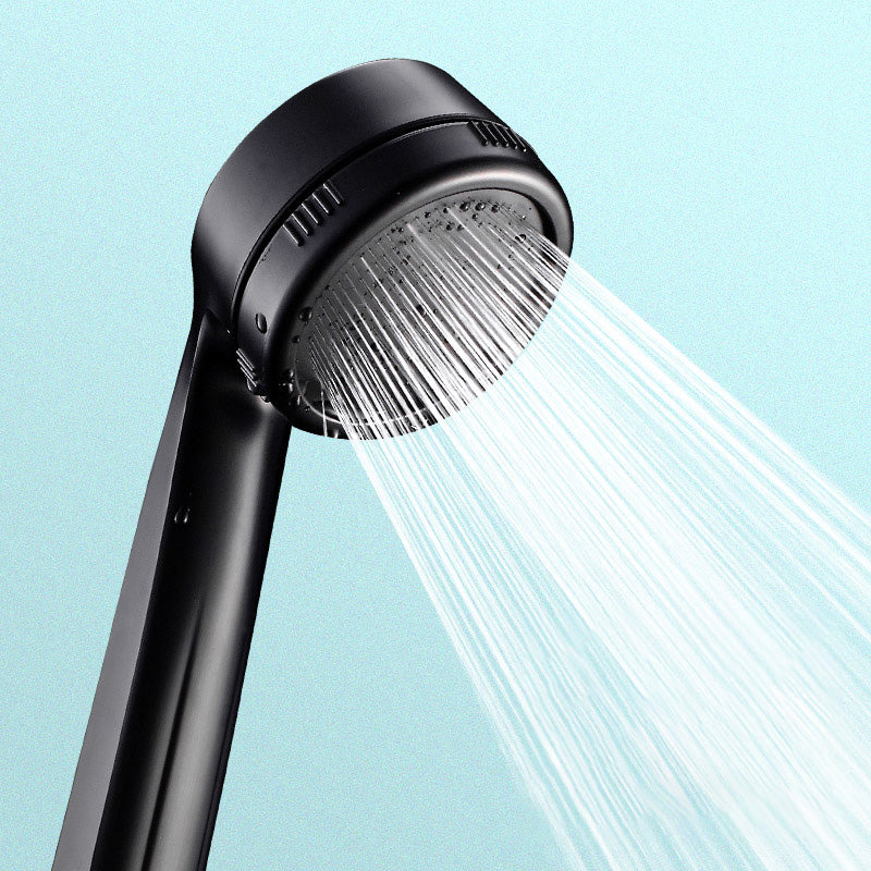 Contemporary Shower Head Round Handheld Shower Head Combo in Black