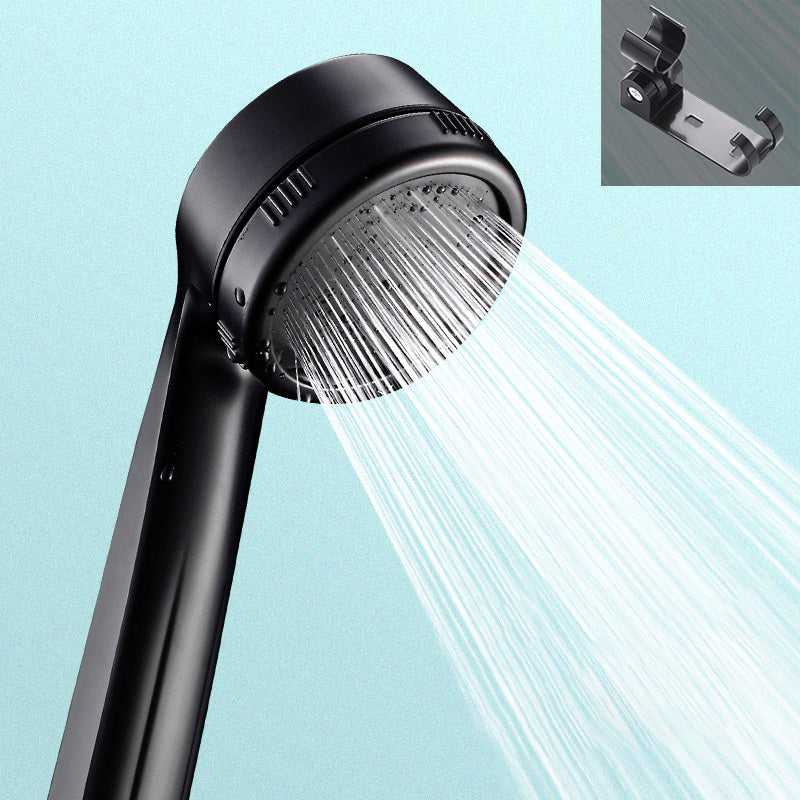 Contemporary Shower Head Round Handheld Shower Head Combo in Black