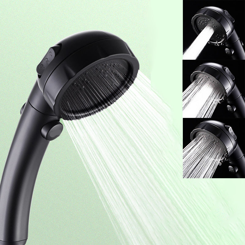 Contemporary Shower Head Round Handheld Shower Head Combo in Black