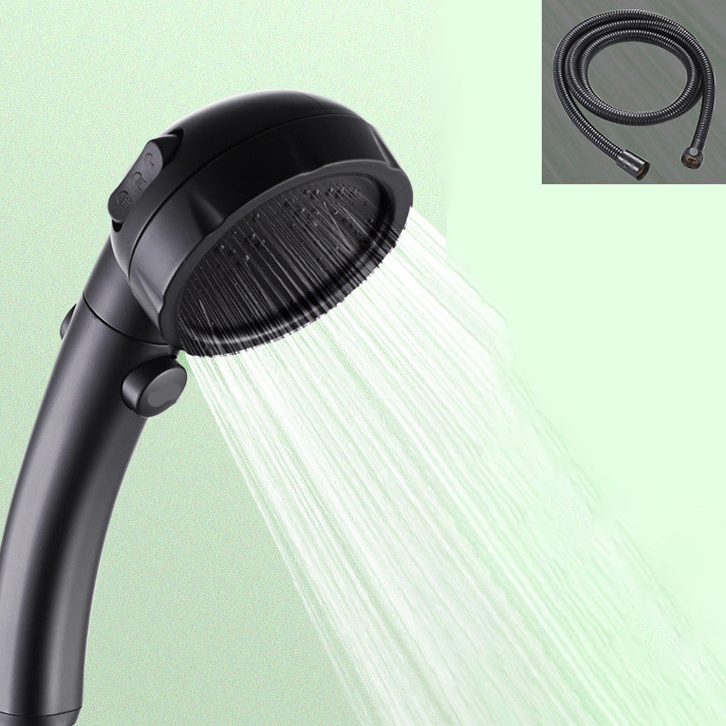 Contemporary Shower Head Round Handheld Shower Head Combo in Black