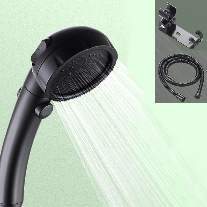 Contemporary Shower Head Round Handheld Shower Head Combo in Black