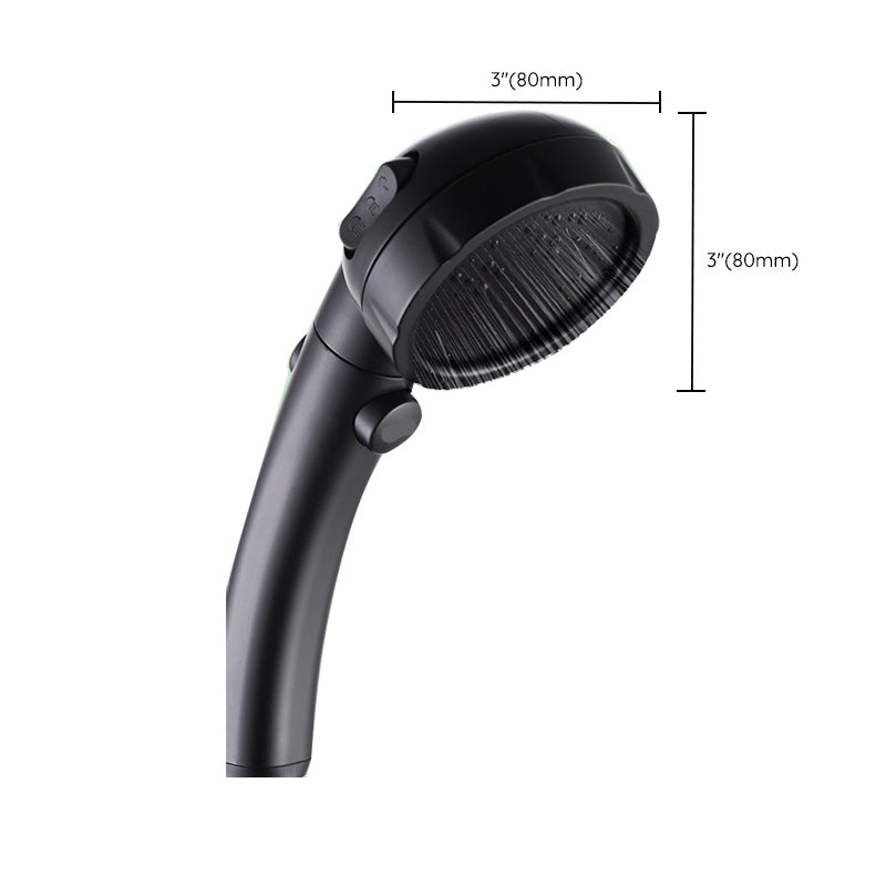 Contemporary Shower Head Round Handheld Shower Head Combo in Black