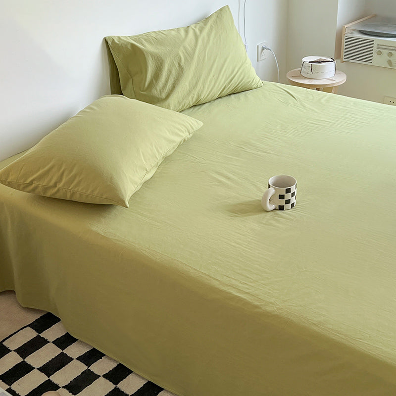 Soft Bed Sheet Plain Breathable Cotton Fade Resistant Sheet Set