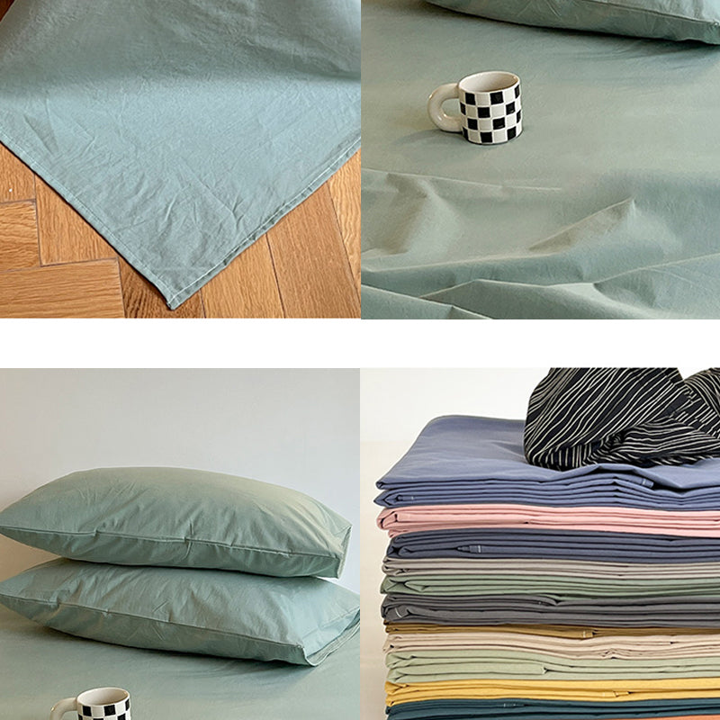 Soft Bed Sheet Plain Breathable Cotton Fade Resistant Sheet Set