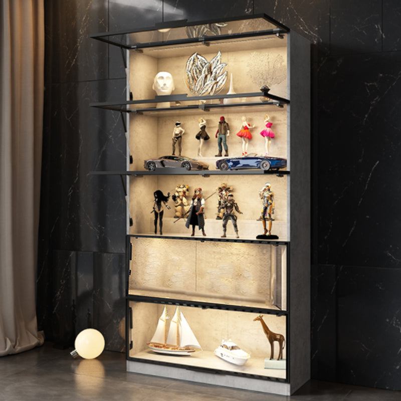 Modern Black Display Cabinet Glass Storage Cabinets with Flip-Top Door