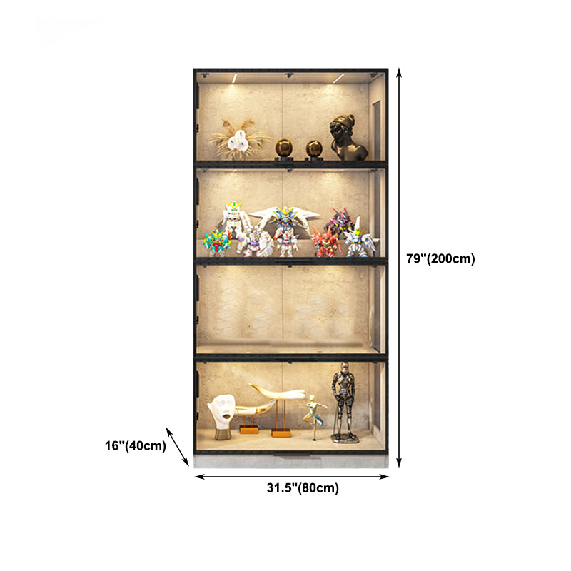 Modern Black Display Cabinet Glass Storage Cabinets with Flip-Top Door