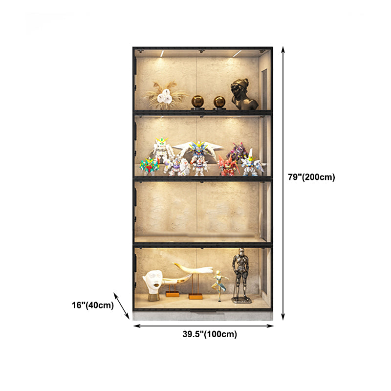 Modern Black Display Cabinet Glass Storage Cabinets with Flip-Top Door