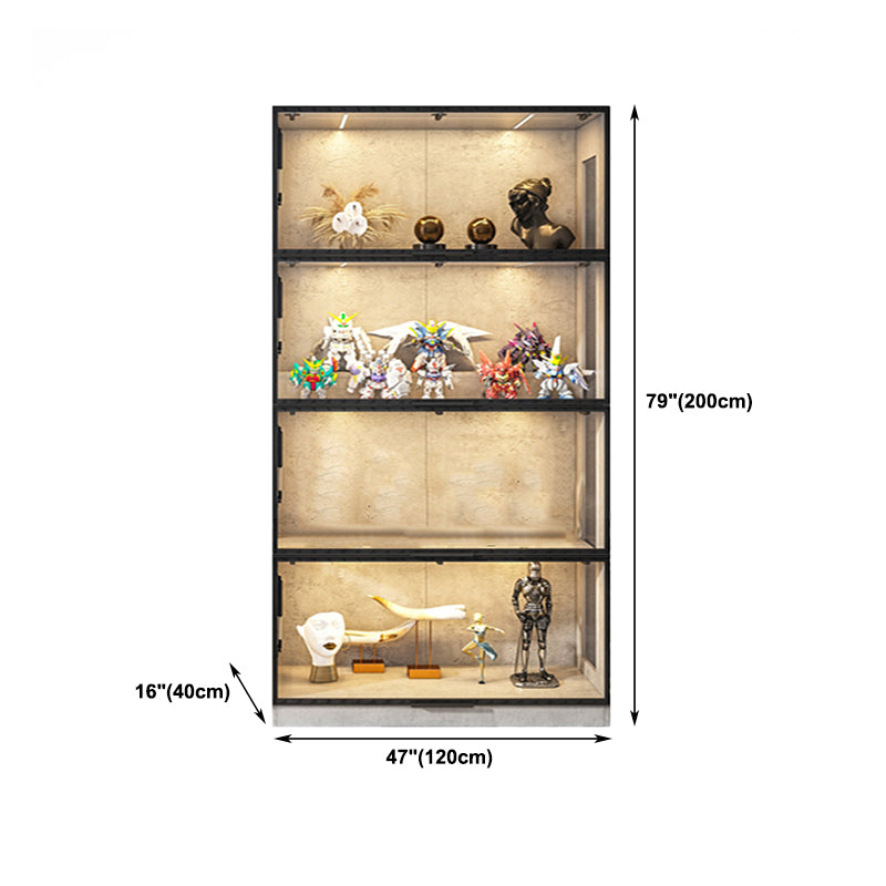 Modern Black Display Cabinet Glass Storage Cabinets with Flip-Top Door