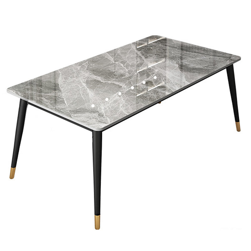 Modern 4 Legs Dining Table Grey Stone Top Table for Dining Room