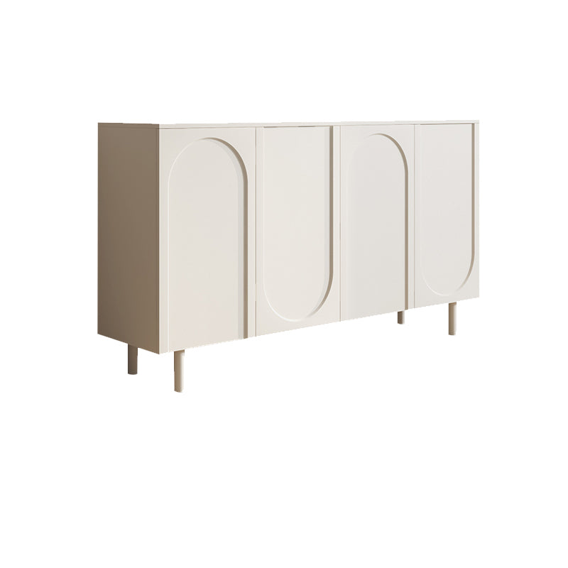 White Engineered Wood Credenza Door Sideboard Table with Adjustable Shelving