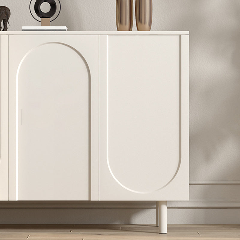 White Engineered Wood Credenza Door Sideboard Table with Adjustable Shelving