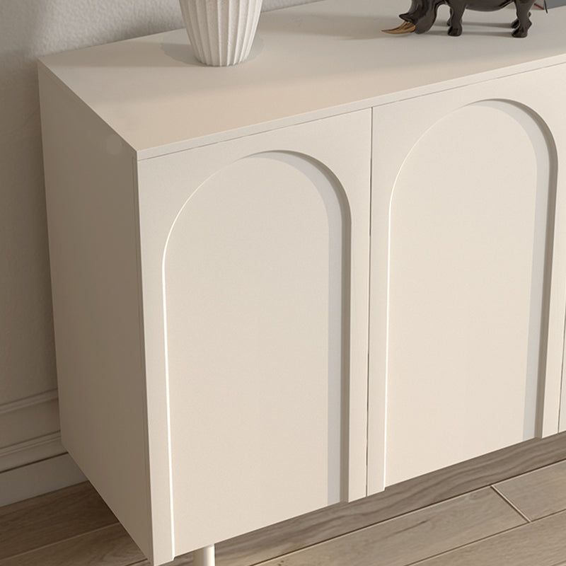 White Engineered Wood Credenza Door Sideboard Table with Adjustable Shelving