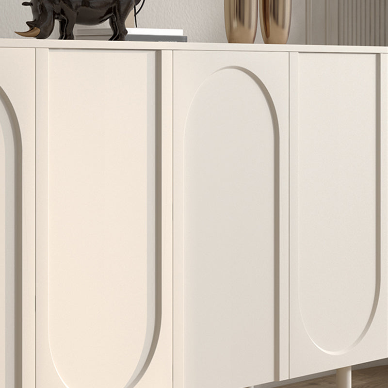 White Engineered Wood Credenza Door Sideboard Table with Adjustable Shelving