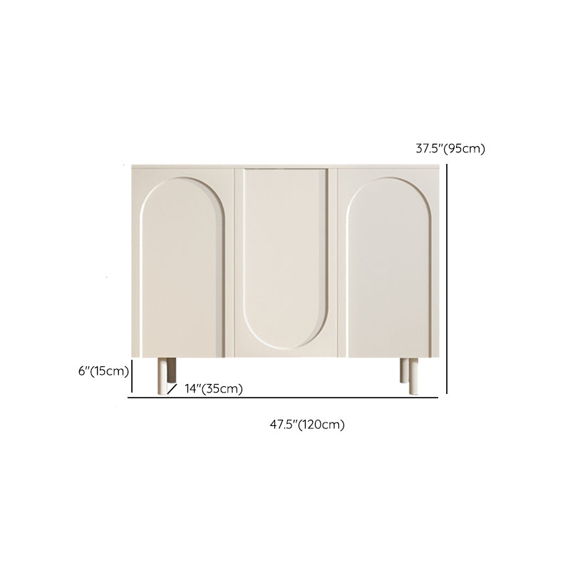 White Engineered Wood Credenza Door Sideboard Table with Adjustable Shelving