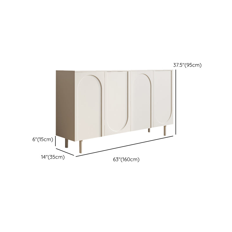 White Engineered Wood Credenza Door Sideboard Table with Adjustable Shelving