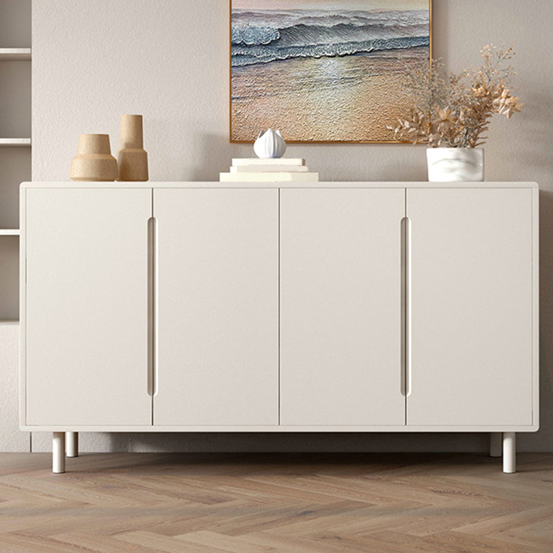 Modern White Dining Server Engineered Wood Sideboard with Adjustable Shelving