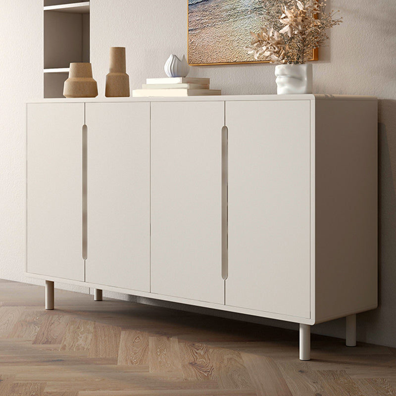 Modern White Dining Server Engineered Wood Sideboard with Adjustable Shelving