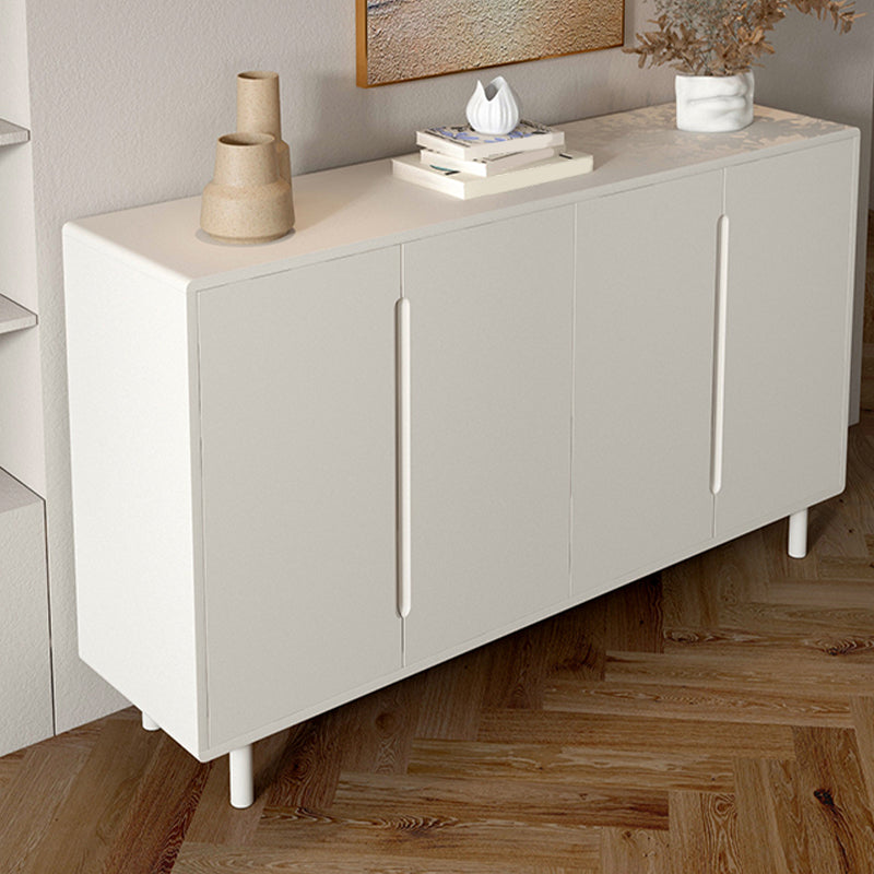 Modern White Dining Server Engineered Wood Sideboard with Adjustable Shelving