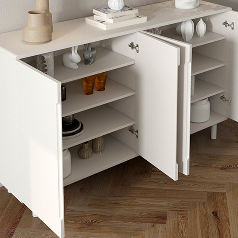 Modern White Dining Server Engineered Wood Sideboard with Adjustable Shelving