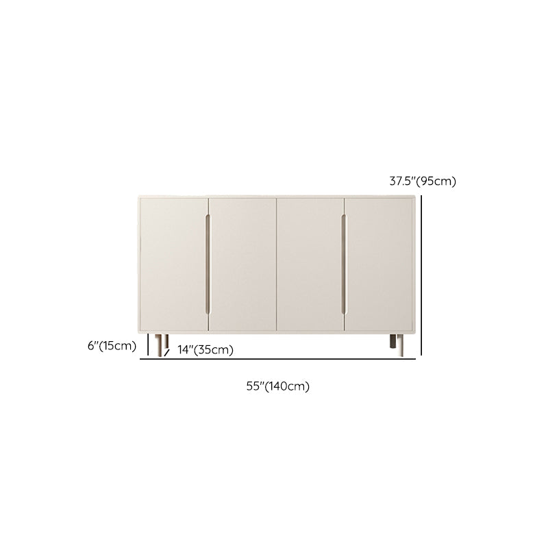 Modern White Dining Server Engineered Wood Sideboard with Adjustable Shelving