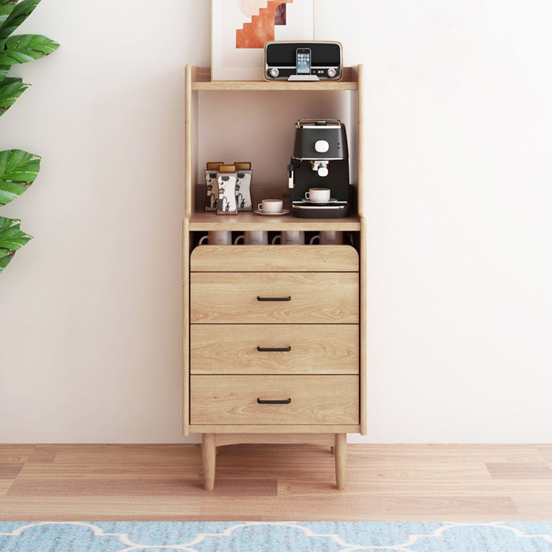 Wooden Sideboard Modern Minimalist Home Open Side Board with Drawers