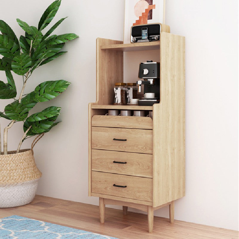 Wooden Sideboard Modern Minimalist Home Open Side Board with Drawers