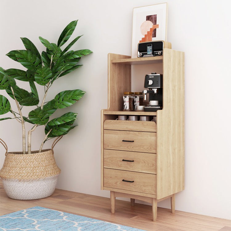 Wooden Sideboard Modern Minimalist Home Open Side Board with Drawers