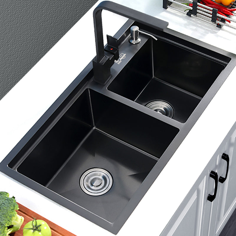 Modern Kitchen Sink Stainless Steel 2 Holes Drop-In Wear-resistant Kitchen Sink